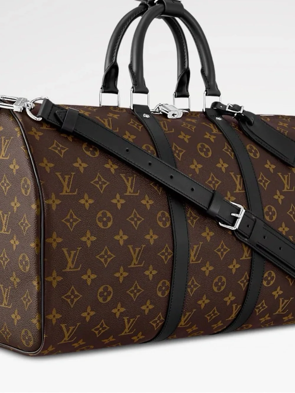 Louis Vuitton Brown Monogram Duffel with Black Leather Trim 45 Keepall